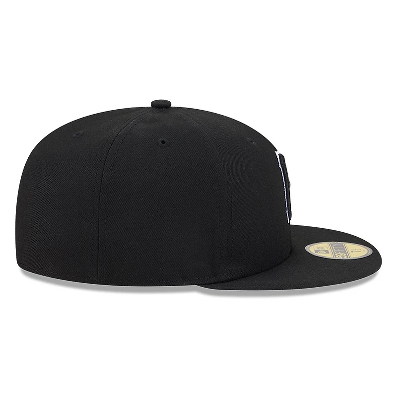 Pittsburgh Pirates Black White Outline Basic New Era 59FIFTY Fitted Hat