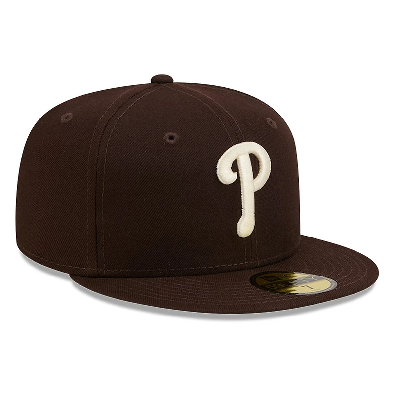 Philadelphia Phillies Burntwood Brown Basic New Era 59FIFTY Fitted Hat