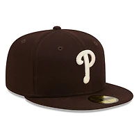 Philadelphia Phillies Burntwood Brown Basic New Era 59FIFTY Fitted Hat