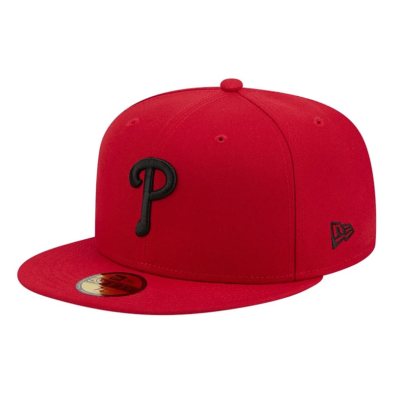 Philadelphia Phillies Scarlet Red and Black Basic New Era 59FIFTY Fitted Hat