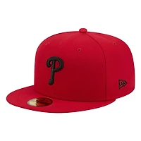 Philadelphia Phillies Scarlet Red and Black Basic New Era 59FIFTY Fitted Hat
