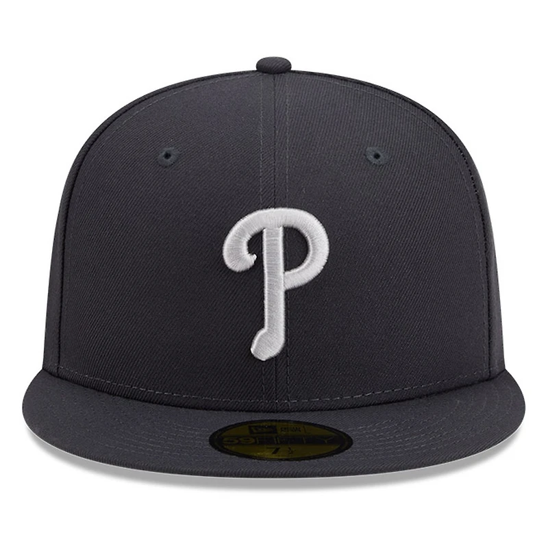 Philadelphia Phillies Dark Grey Anthracite Basic New Era 59FIFTY Fitted Hat