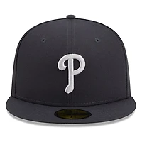 Philadelphia Phillies Dark Grey Anthracite Basic New Era 59FIFTY Fitted Hat