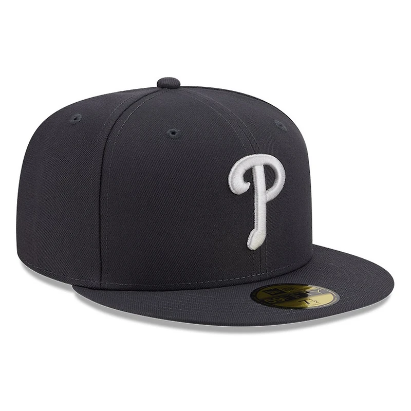 Philadelphia Phillies Dark Grey Anthracite Basic New Era 59FIFTY Fitted Hat