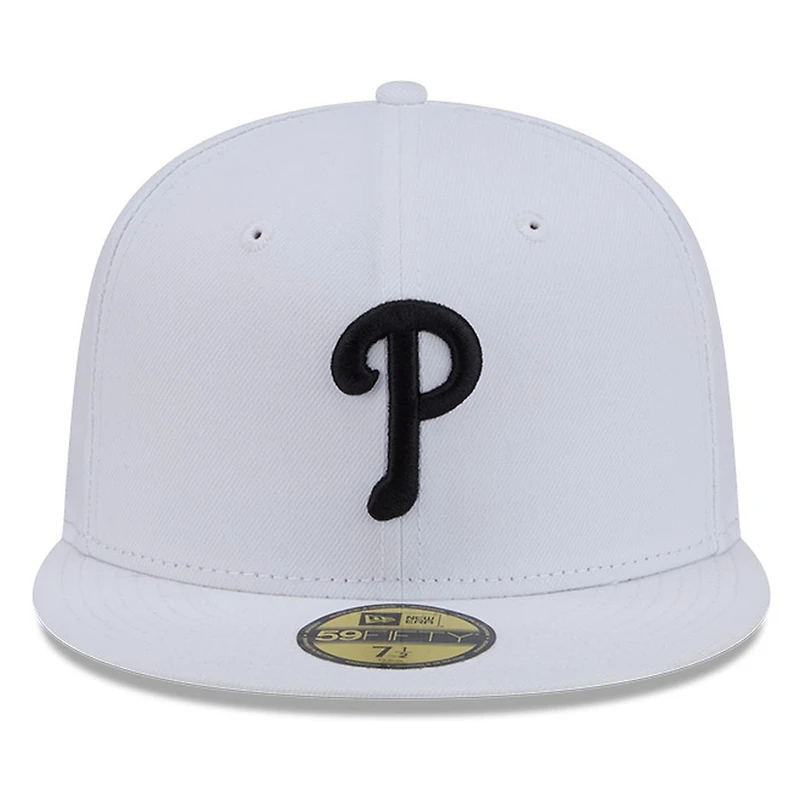 Philadelphia Phillies White and Black Basic New Era 59FIFTY Fitted Hat