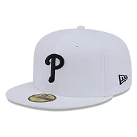Philadelphia Phillies White and Black Basic New Era 59FIFTY Fitted Hat