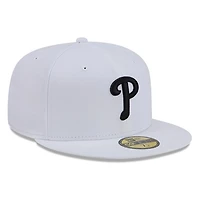Philadelphia Phillies White and Black Basic New Era 59FIFTY Fitted Hat