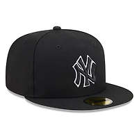 New York Yankees Black White Outline Basic Era 59FIFTY Fitted Hat