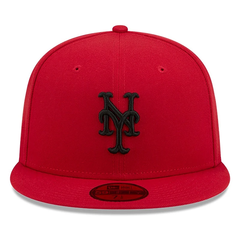 New York Mets Scarlet Red and Black Basic Era 59FIFTY Fitted Hat