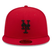 New York Mets Scarlet Red and Black Basic Era 59FIFTY Fitted Hat