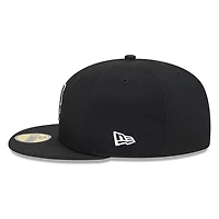 New York Mets Black White Outline Basic Era 59FIFTY Fitted Hat