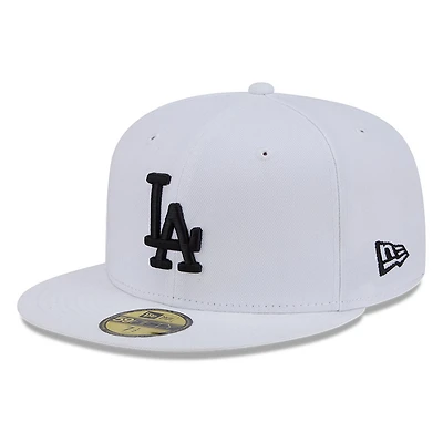 Los Angeles Dodgers White and Black Basic New Era 59FIFTY Fitted Hat