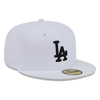 Los Angeles Dodgers White and Black Basic New Era 59FIFTY Fitted Hat