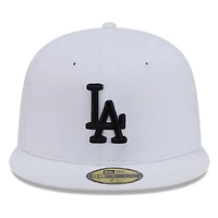 Los Angeles Dodgers White and Black Basic New Era 59FIFTY Fitted Hat