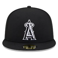 Los Angeles Angels Black White Outline Basic New Era 59FIFTY Fitted Hat