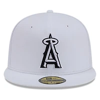 Los Angeles Angels White and Black Basic New Era 59FIFTY Fitted Hat