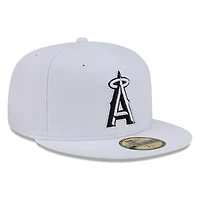 Los Angeles Angels White and Black Basic New Era 59FIFTY Fitted Hat