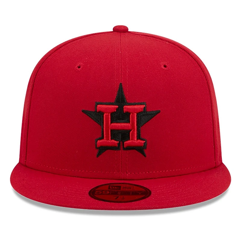 Houston Astros Scarlet Red and Black Basic New Era 59FIFTY Fitted Hat