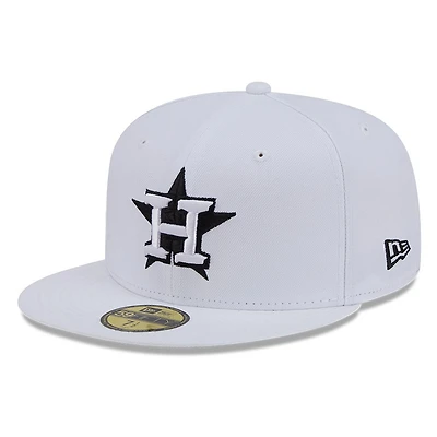 Houston Astros White and Black Basic New Era 59FIFTY Fitted Hat