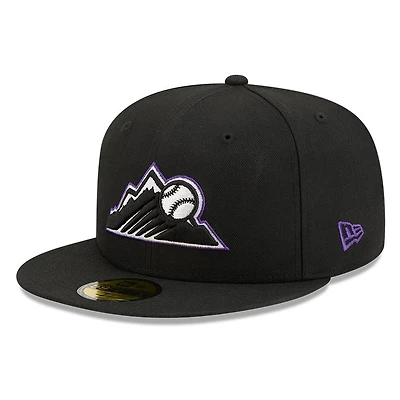 Colorado Rockies Black and Team Color Basic New Era 59FIFTY Fitted Hat
