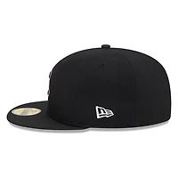 Chicago Cubs Black White Outline Basic New Era 59FIFTY Fitted Hat