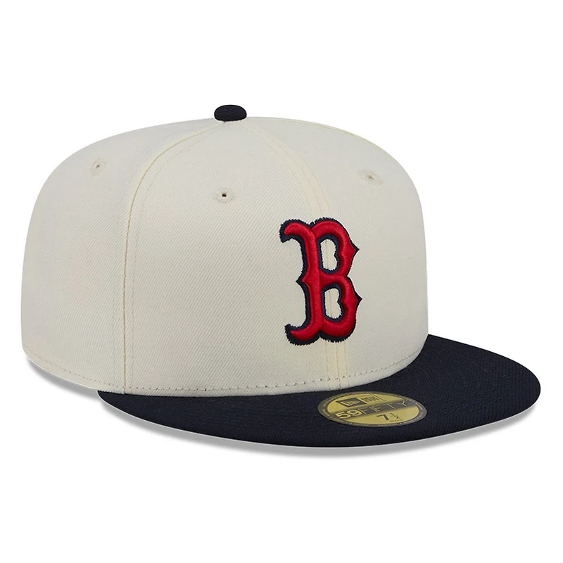 Boston Red Sox Chrome White Two Tone Basic New Era 59FIFTY Fitted Hat