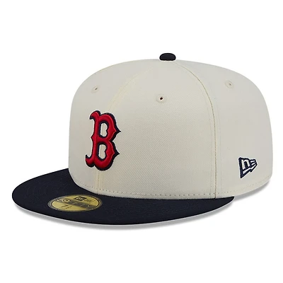 Boston Red Sox Chrome White Two Tone Basic New Era 59FIFTY Fitted Hat