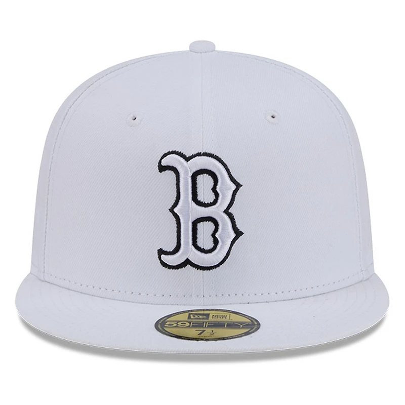 Boston Red Sox White and Black Basic New Era 59FIFTY Fitted Hat