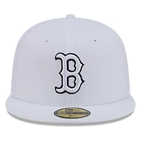 Boston Red Sox White and Black Basic New Era 59FIFTY Fitted Hat