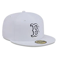 Boston Red Sox White and Black Basic New Era 59FIFTY Fitted Hat
