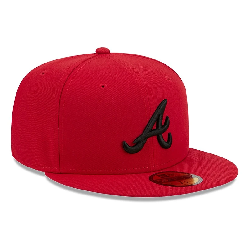 Atlanta Braves Scarlet Red and Black Basic New Era 59FIFTY Fitted Hat