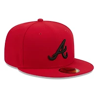 Atlanta Braves Scarlet Red and Black Basic New Era 59FIFTY Fitted Hat