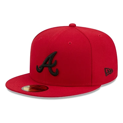 Atlanta Braves Scarlet Red and Black Basic New Era 59FIFTY Fitted Hat