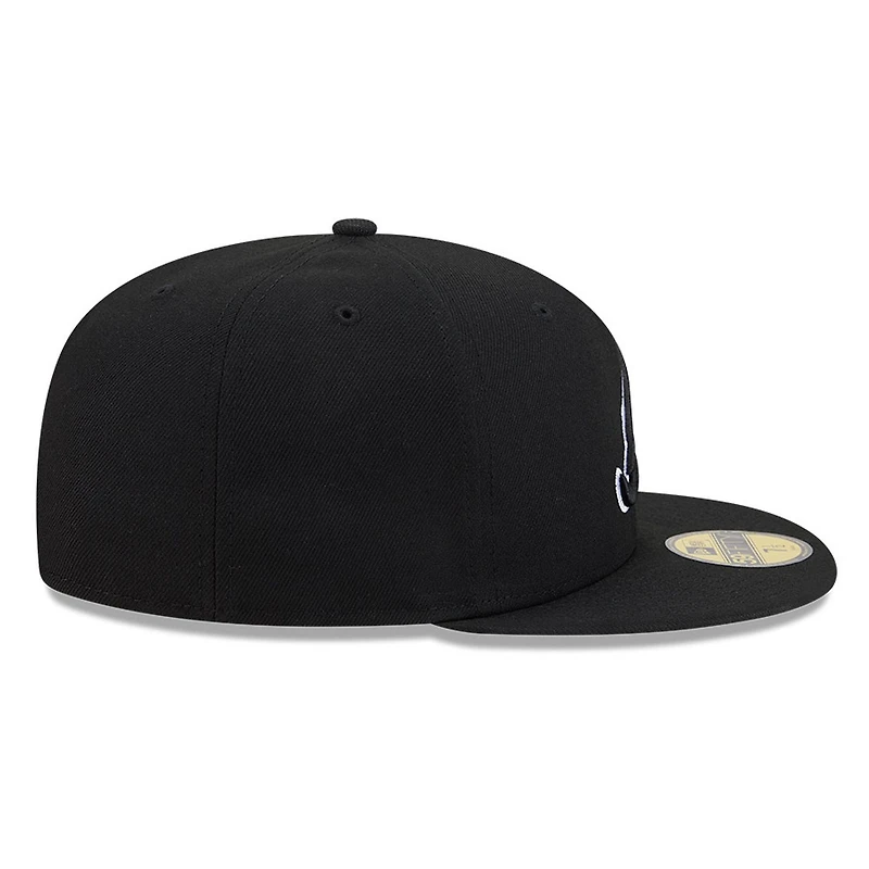 Atlanta Braves Black White Outline Basic New Era 59FIFTY Fitted Hat