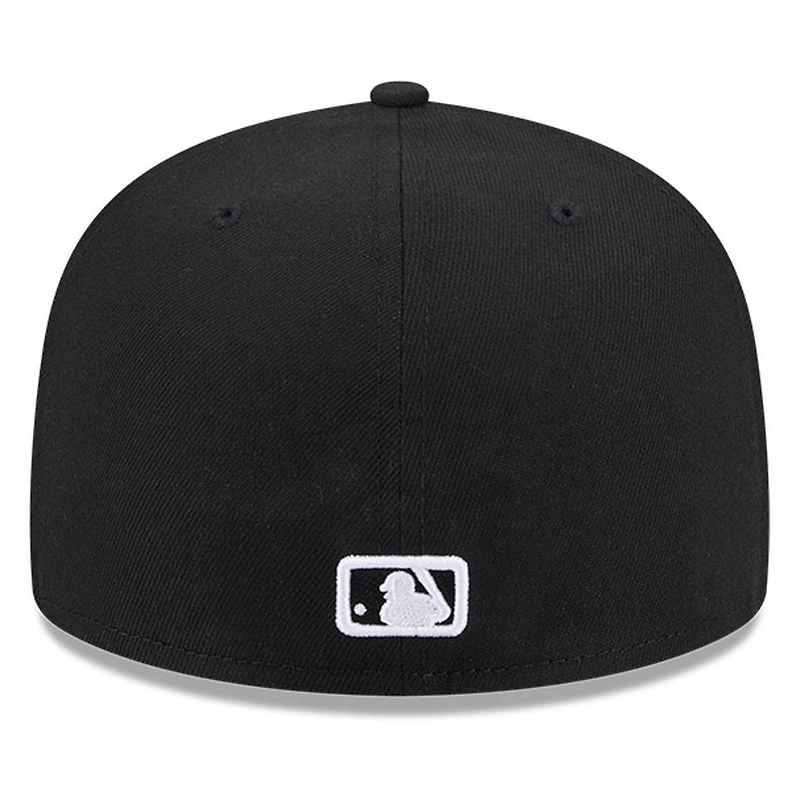 Atlanta Braves Black White Outline Basic New Era 59FIFTY Fitted Hat