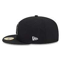 Atlanta Braves Black White Outline Basic New Era 59FIFTY Fitted Hat