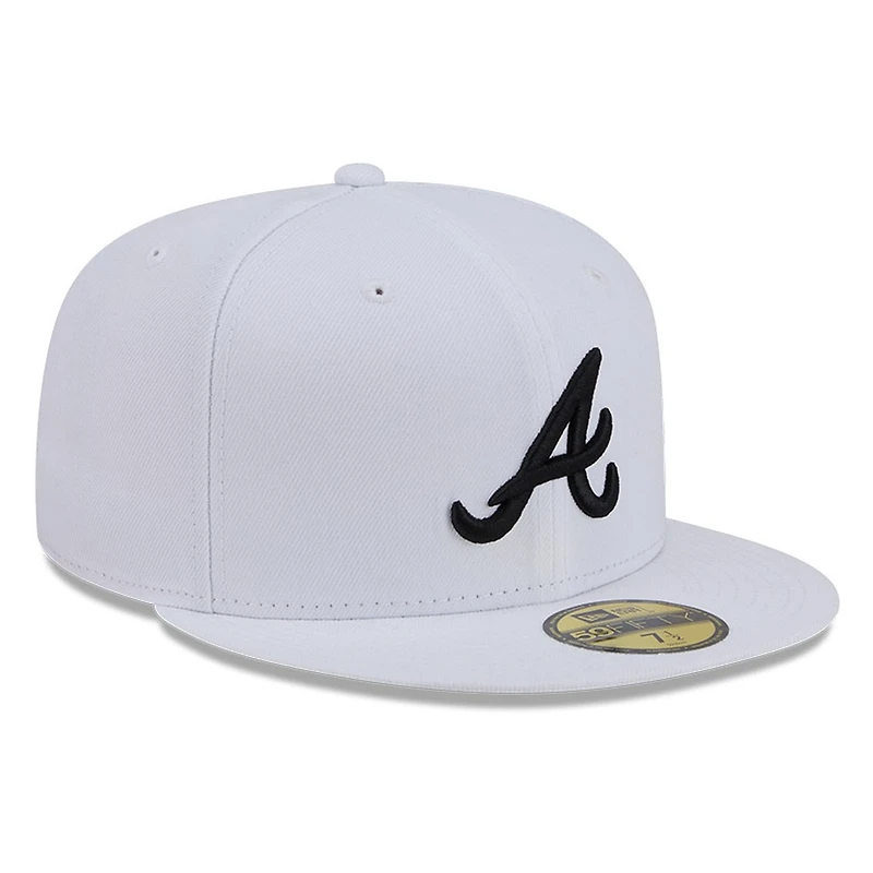 Atlanta Braves White and Black Basic New Era 59FIFTY Fitted Hat