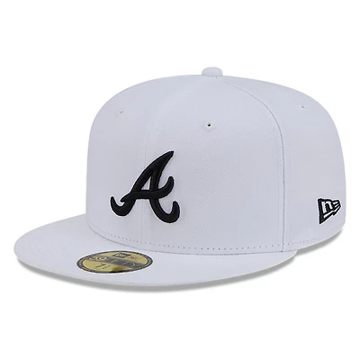 Atlanta Braves White and Black Basic New Era 59FIFTY Fitted Hat