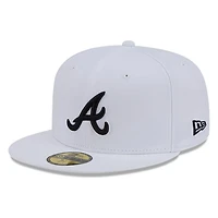 Atlanta Braves White and Black Basic New Era 59FIFTY Fitted Hat