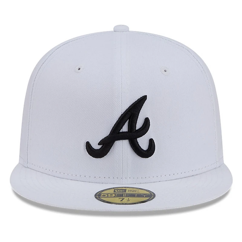 Atlanta Braves White and Black Basic New Era 59FIFTY Fitted Hat