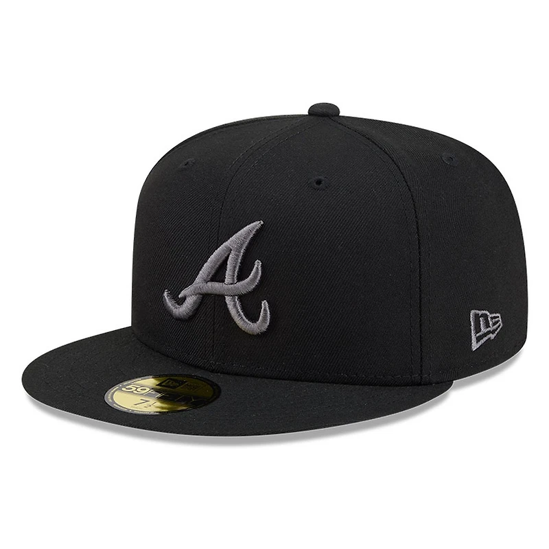 Atlanta Braves Black and Graphite Basic New Era 59FIFTY Fitted Hat