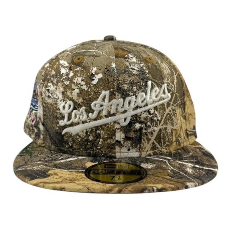 Los Angeles Dodgers Realtree City Script 100th Anniversary Patch Grey UV New Era 59FIFTY Fitted Hat