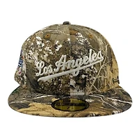 Los Angeles Dodgers Realtree City Script 100th Anniversary Patch Grey UV New Era 59FIFTY Fitted Hat