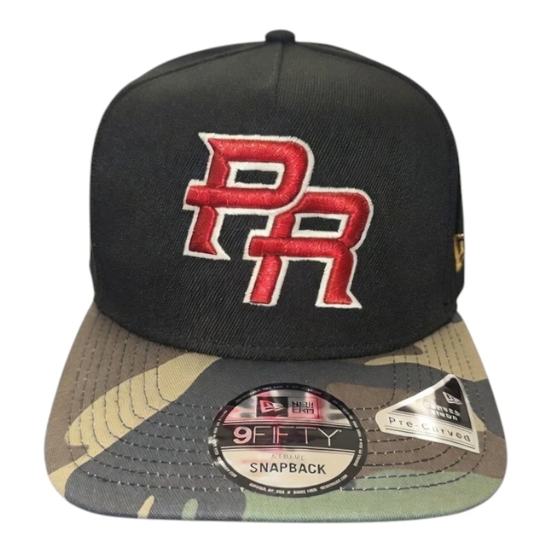 Puerto Rico Black and Camo WBC PR Flag Patch Gray UV New Era A-Frame Snapback Hat