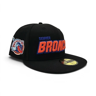 Denver Broncos Black Leon the Lab 1997 Pro Bowl Patch Green UV New Era 59FIFTY Fitted Hat