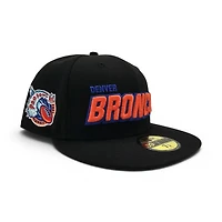 Denver Broncos Black Leon the Lab 1997 Pro Bowl Patch Green UV New Era 59FIFTY Fitted Hat