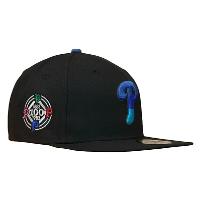 Philadelphia Phillies Black 100th Anniversary Patch New Era 59FIFTY Fitted Hat