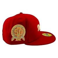 Los Angeles Angels Brick Red Old English 50th Anniversary Patch New Era 59FIFTY Fitted Hat