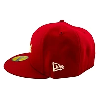 Los Angeles Angels Brick Red Old English 50th Anniversary Patch New Era 59FIFTY Fitted Hat