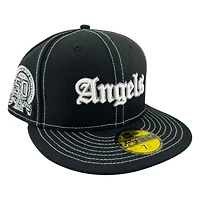 Los Angeles Angels Black Old English 50th Anniversary Patch New Era 59FIFTY Fitted Hat